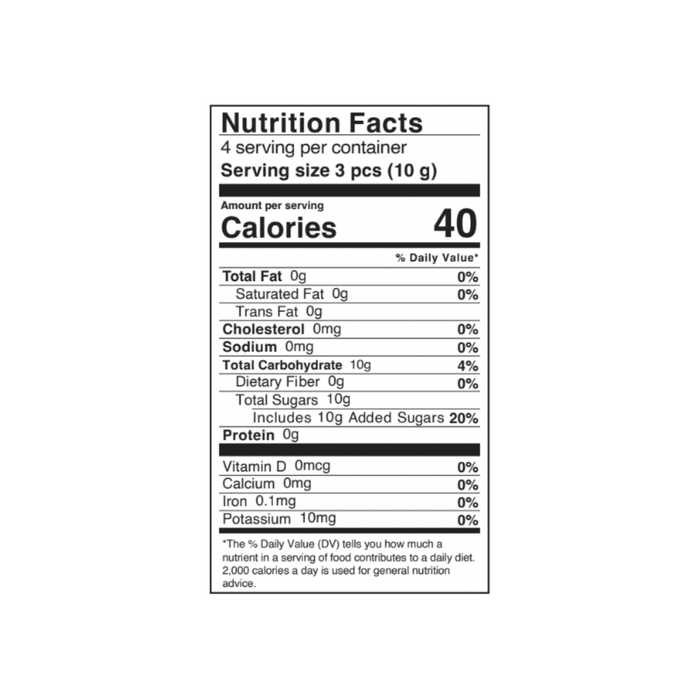 Nutrition facts label