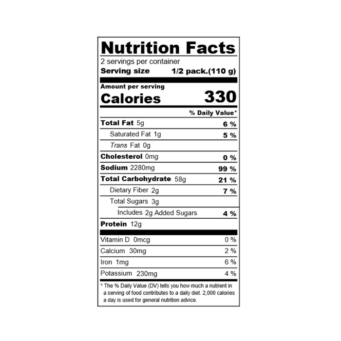 Nutrition facts label