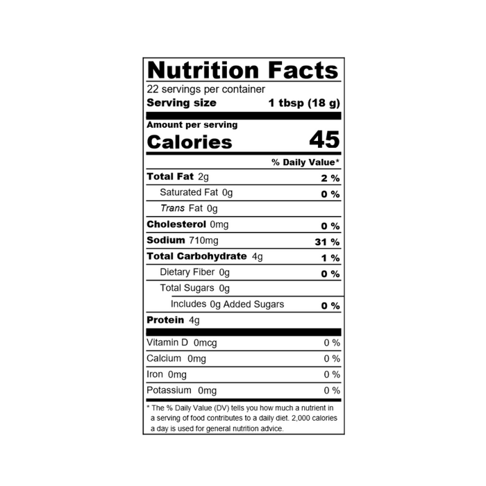 Nutrition facts label