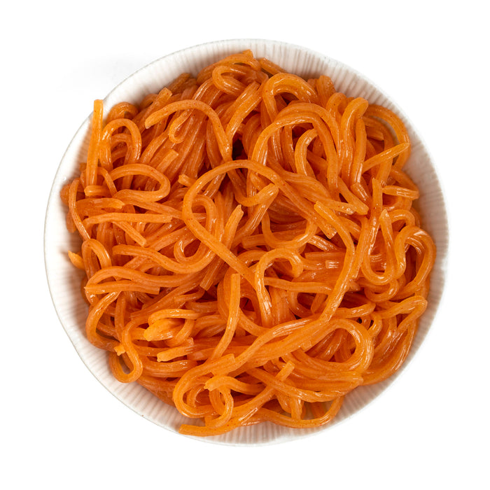 A bowl of carrot blended shirataki noodles