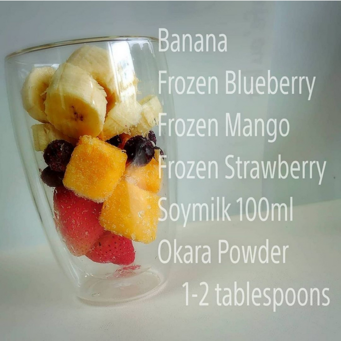 A glass of smoothie ingredients