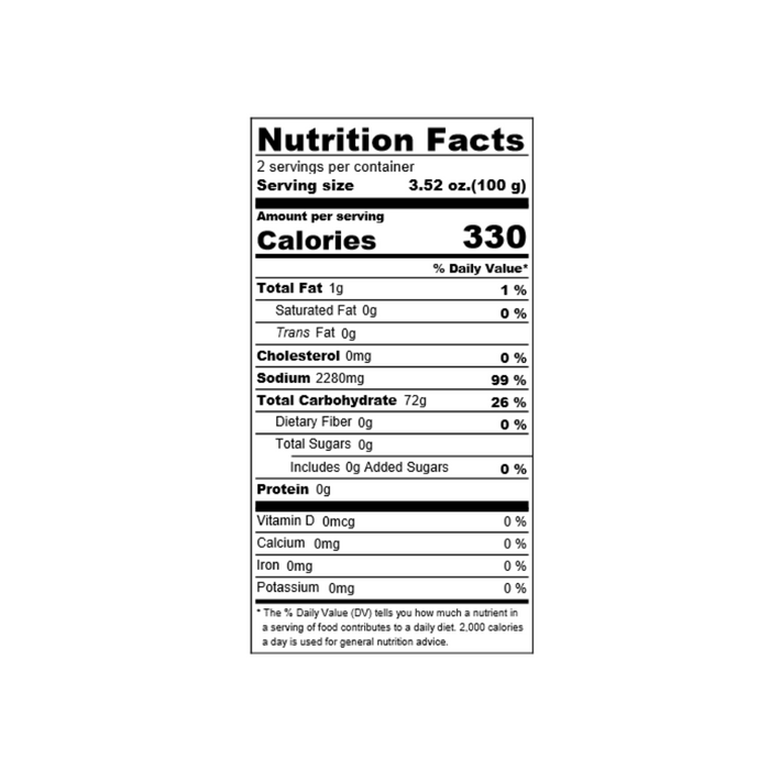 Nutrition facts label