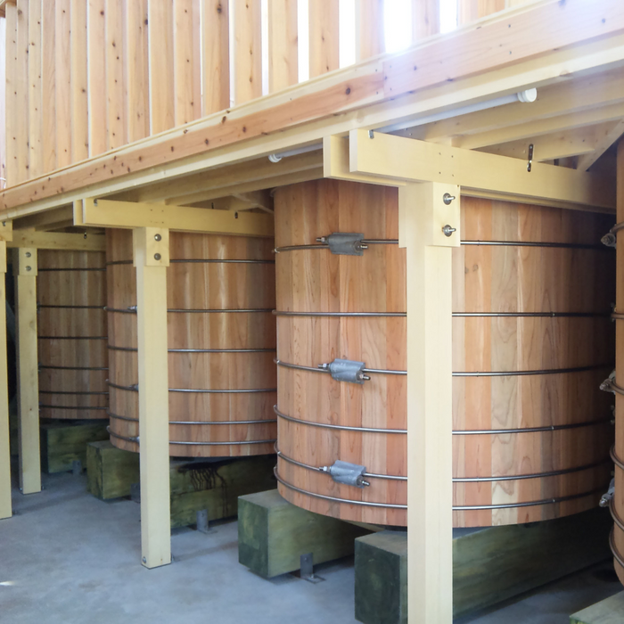 Wooden barrels of soy sauce