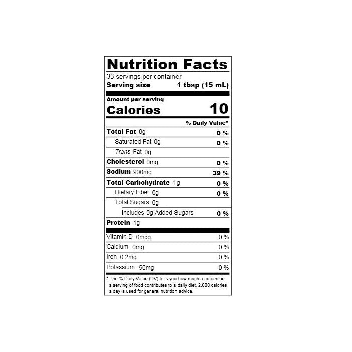 Nutrition facts label of the product
