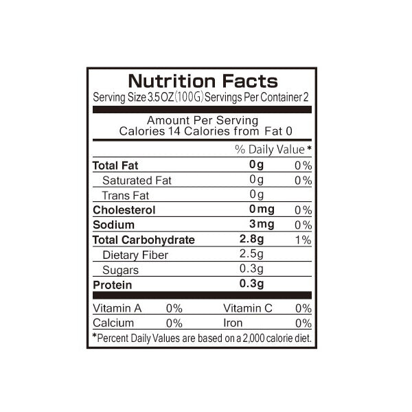 Nutrition facts label of the product